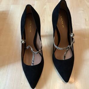 Coach Black Heels with Snakeskin Strap